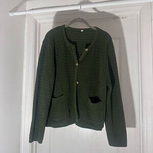 Women's Green Cardigan Sweater